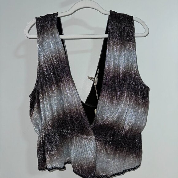 Anthropologie - Let me be Metalic Peplum top - Picture 4 of 5